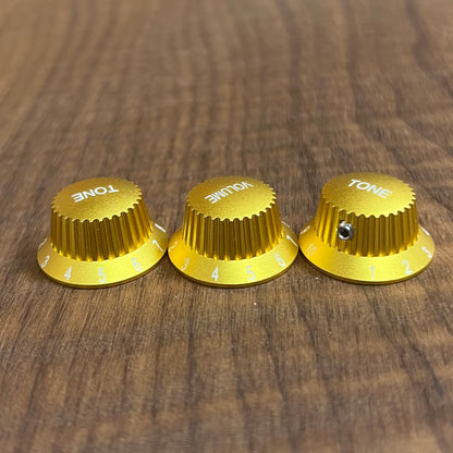 Warmtone CG Anodized Aluminum Strat Knob Set “Yellow Gold” Set Screw