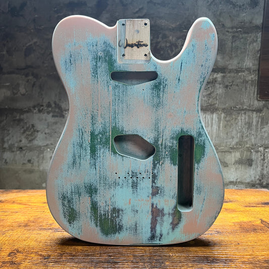 Warmtone Custom Guitars Relic Tele Style Guitar Body “Pink Grass”