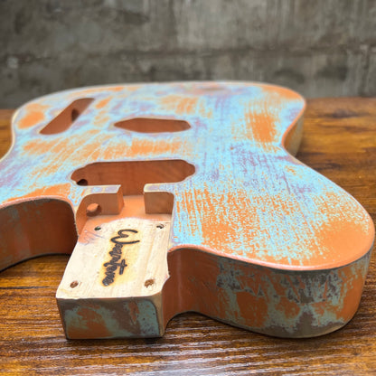 Warmtone Custom Guitars Relic Tele Style Guitar Body “Creamsicle” Nitro 3lbs