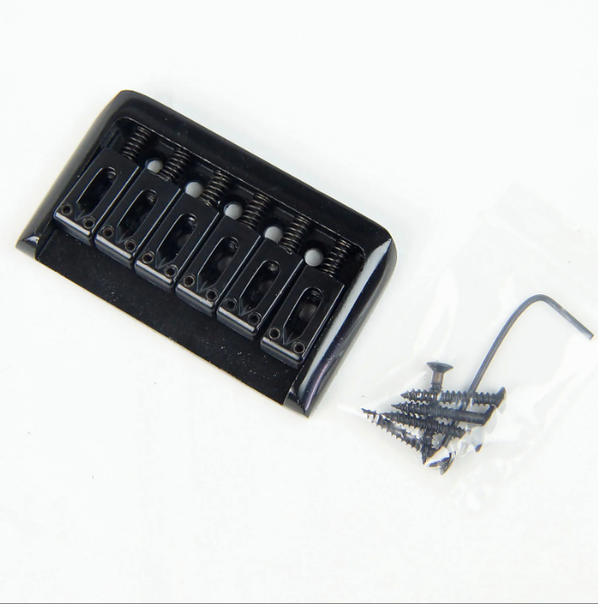 High-Quality Thick Electric Guitar Hardtail Bridge 6-Saddle, Black, Oval