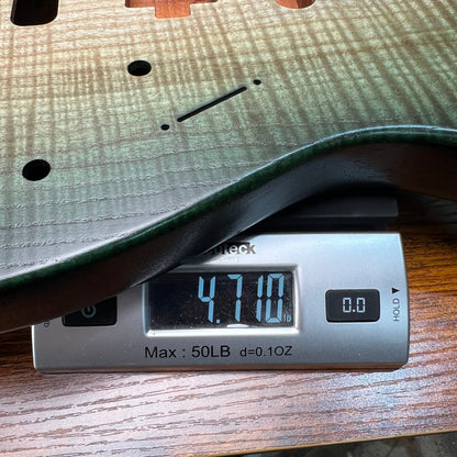 Warmtone CG Hss Strat Style Guitar Body Flamed Maple “Jade” Nitro