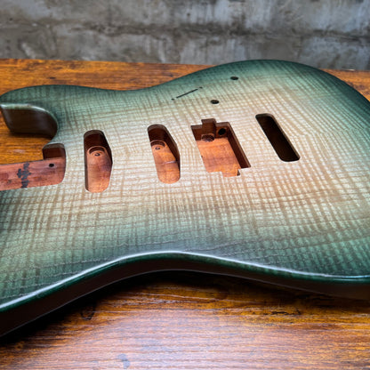 Warmtone CG Hss Strat Style Guitar Body Flamed Maple “Jade” Nitro