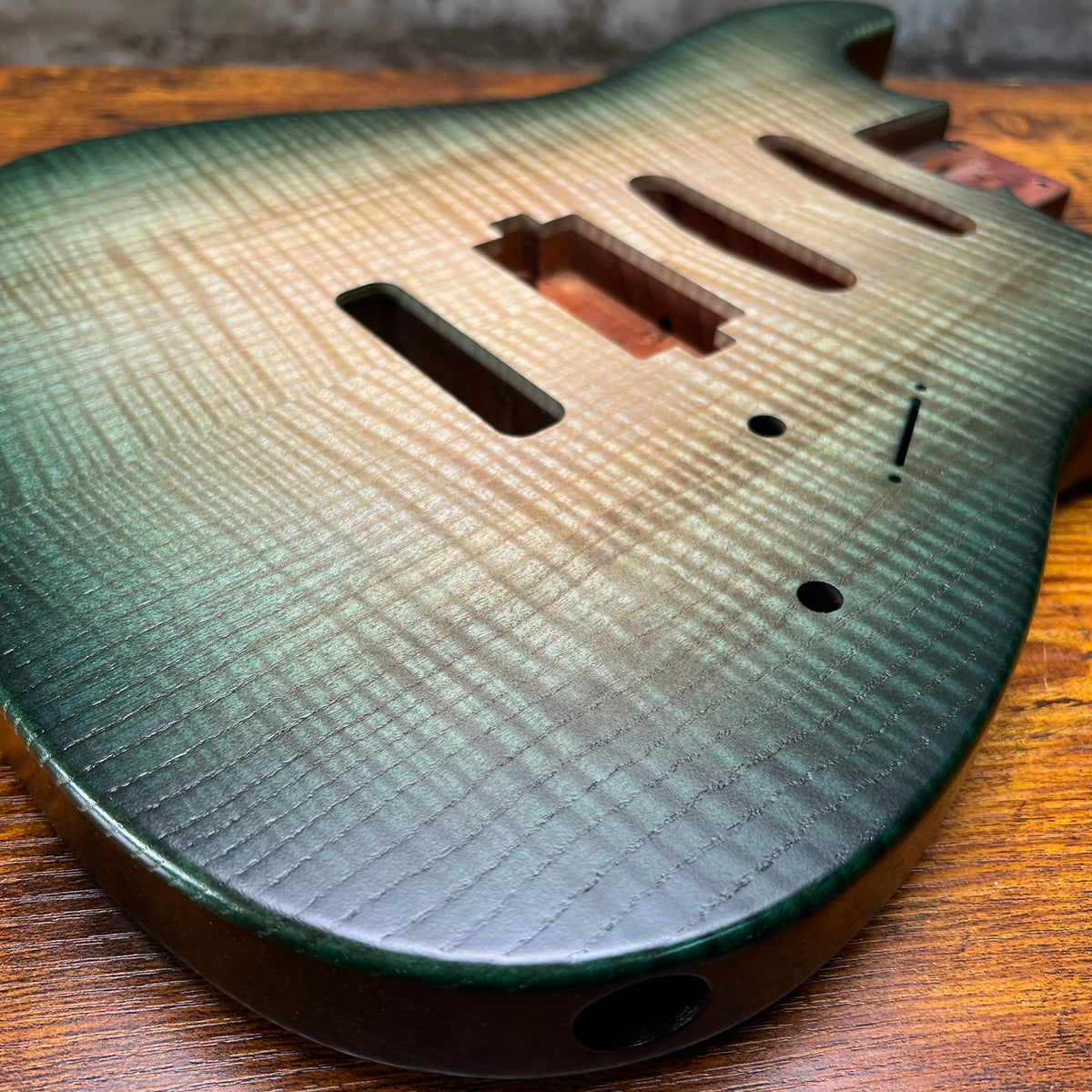 Warmtone CG Hss Strat Style Guitar Body Flamed Maple “Jade” Nitro