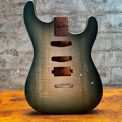 Warmtone CG Hss Strat Style Guitar Body Flamed Maple “Jade” Nitro