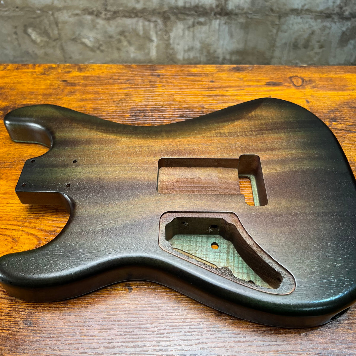 Warmtone CG Hss Strat Style Guitar Body Flamed Maple “Jade” Nitro