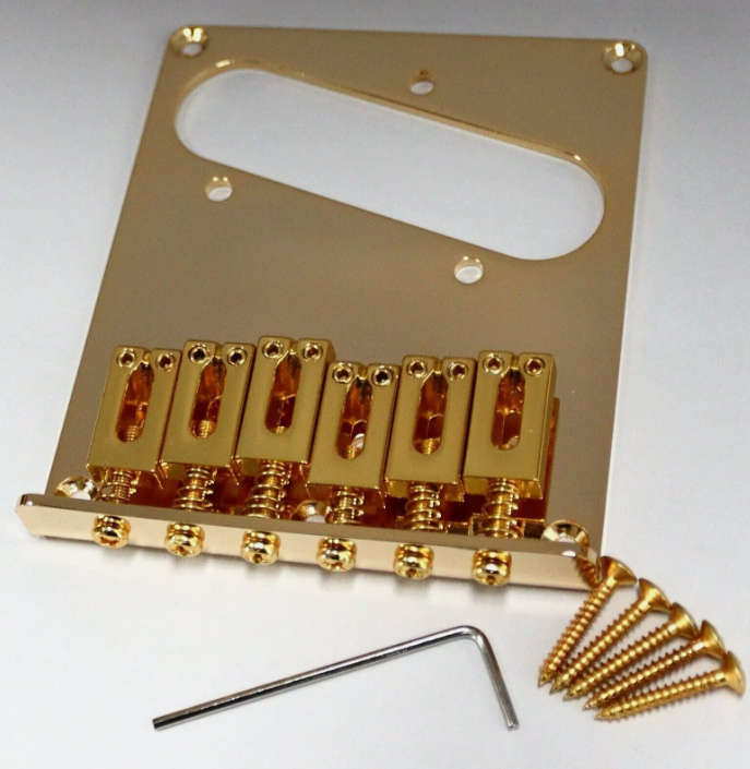 Replacement Tele style Guitar bridge Modern 6-Saddle -Gold