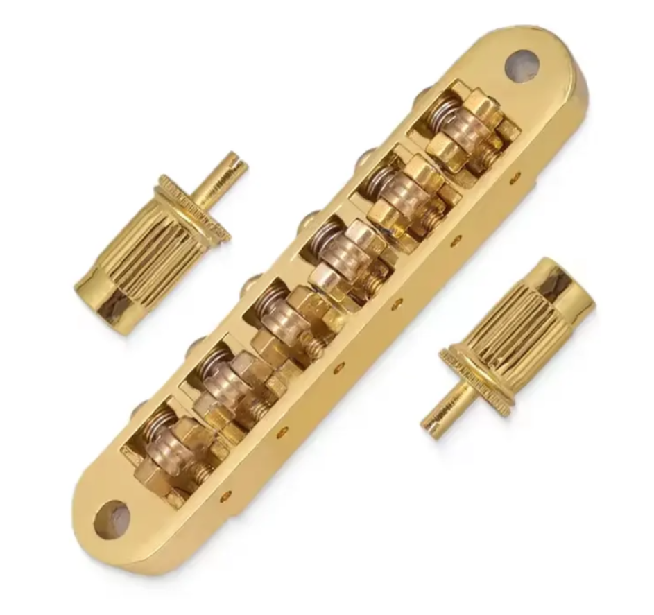 Warmtone Custom Guitars  Gold 6 String Tune-O-Matic Roller Bridge for LP Style Guitar