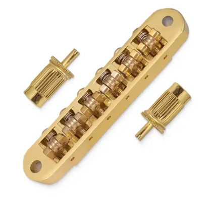 Warmtone Custom Guitars  Gold 6 String Tune-O-Matic Roller Bridge for LP Style Guitar