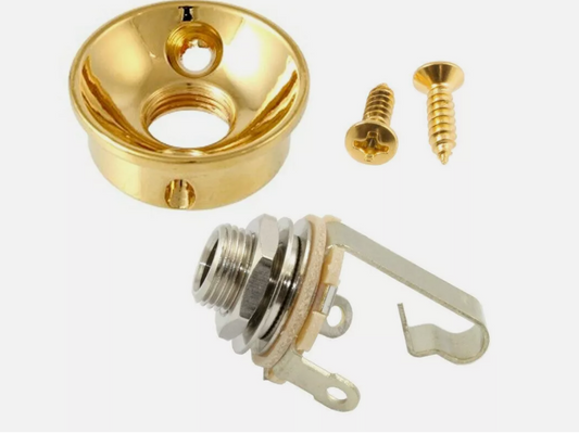 Cup-Style Input Jack Plate in Gold, For Tele Style