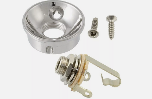 Cup-Style Input Jack Plate in Chrome, For Tele Style