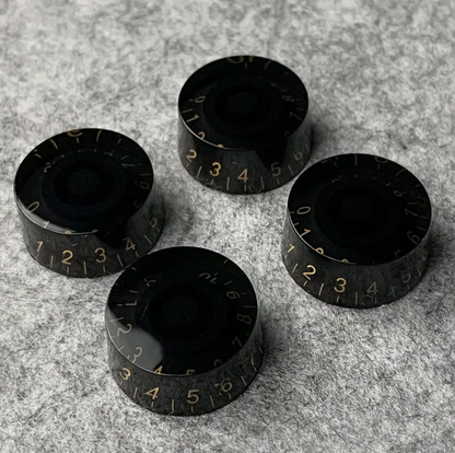 Black Speed Guitar Knobs for Les Paul Gold Numbers Split Shaft Pots  0-10