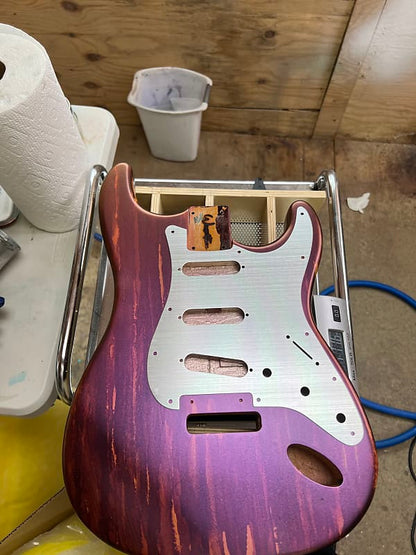 Warmtone Custom Guitars Strat Style Guitar Body “Metallic Purple Pour”