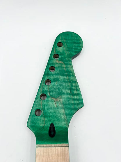 Warmtone Custom Guitars Flamed Maple Strat Style Neck- Green Flames #2