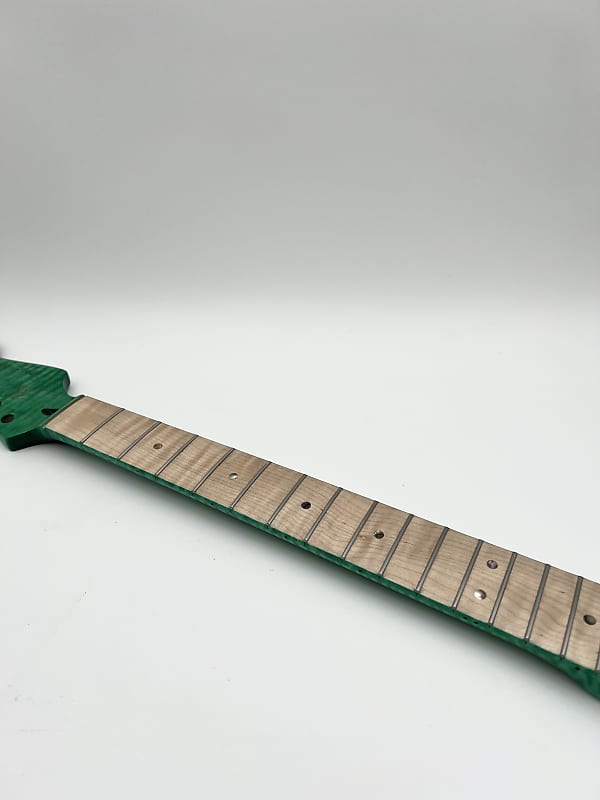 Warmtone Custom Guitars Flamed Maple Strat Style Neck- Green Flames #2