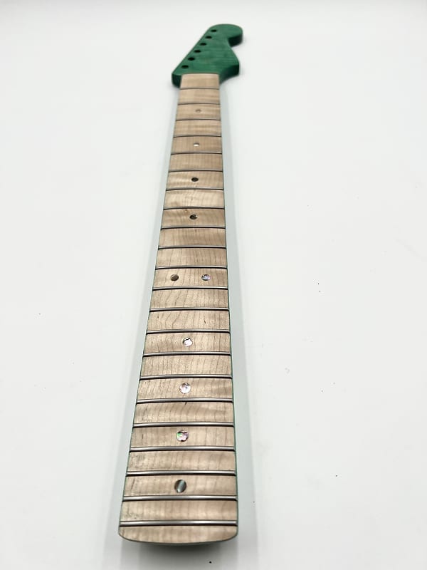 Warmtone Custom Guitars Flamed Maple Strat Style Neck- Green Flames #2