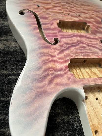 Warmtone Custom Guitars Semi Hollow Tele Body “Pink Clouds” Relic