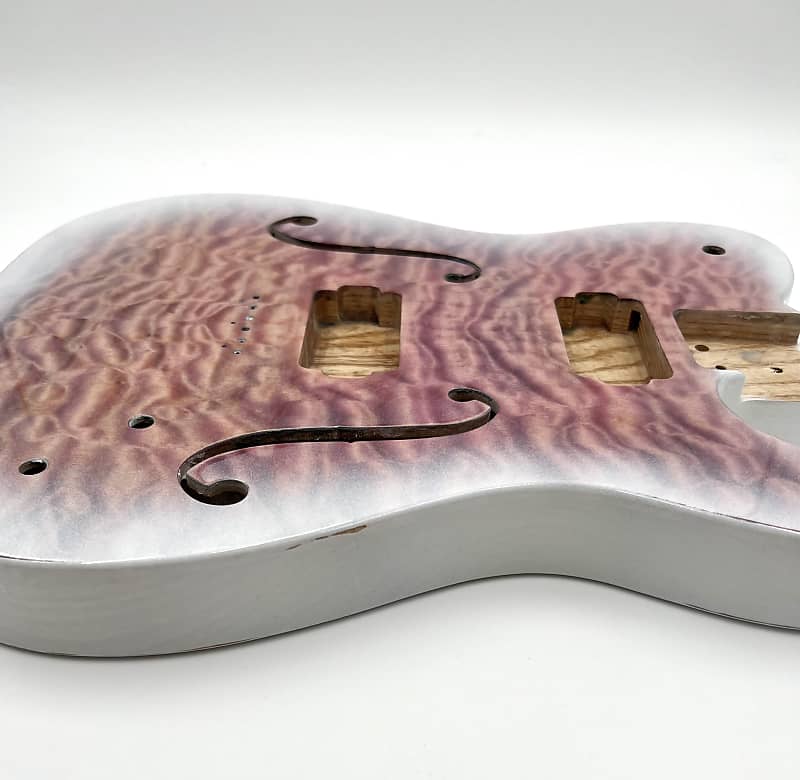 Warmtone Custom Guitars Semi Hollow Tele Body “Pink Clouds” Relic