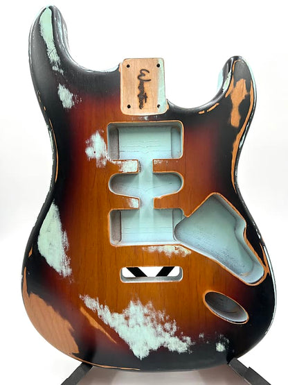 Warmtone Custom Guitars Strat Style Body Relic “Sonic Sunburst” Nitrocellulose Lacquer