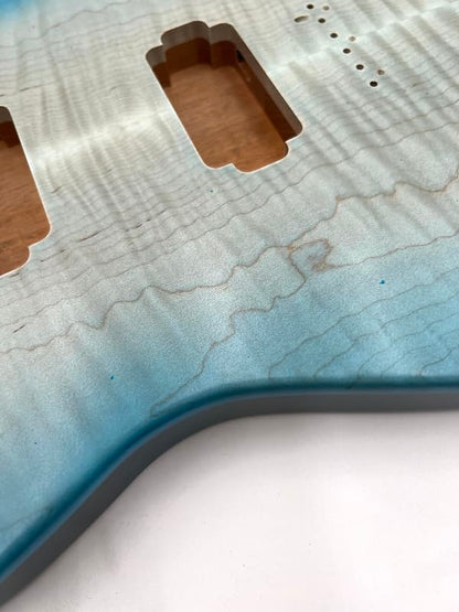 Holy Grail Guitars Tele Body “White Blue” Flamed Maple