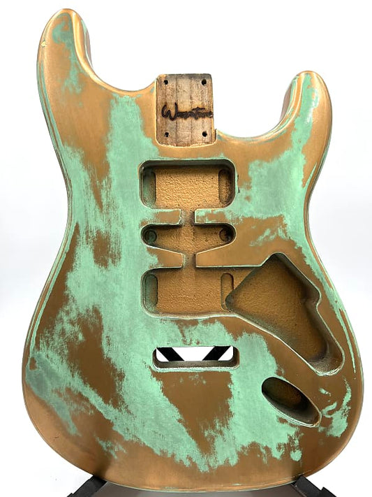 Warmtone Custom Guitars Strat Style Relic Guitar Body “Patina Gold” Nitrocellulose Lacquer