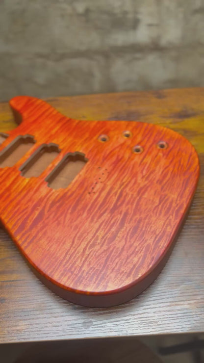 Holy Grail Guitars HHH Tele Flamed Maple Guitar Body “Flames” 1 pc Mahogany