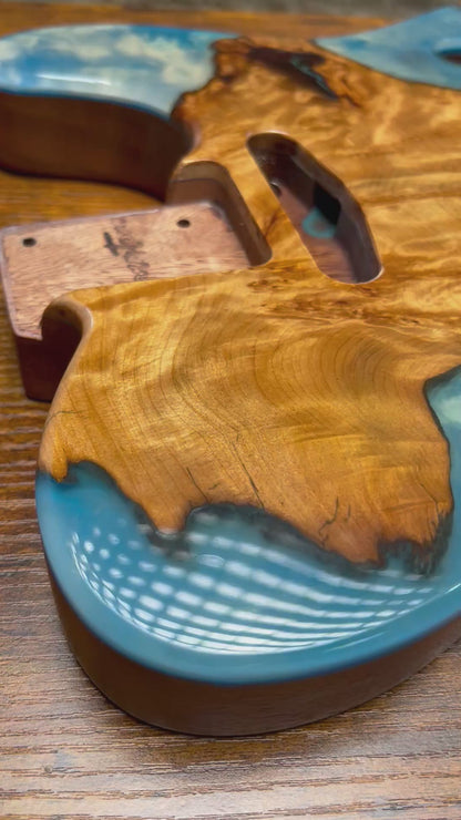 Warmtone Custom Guitars Burl Epoxy Resin Tele Body “Water” #241