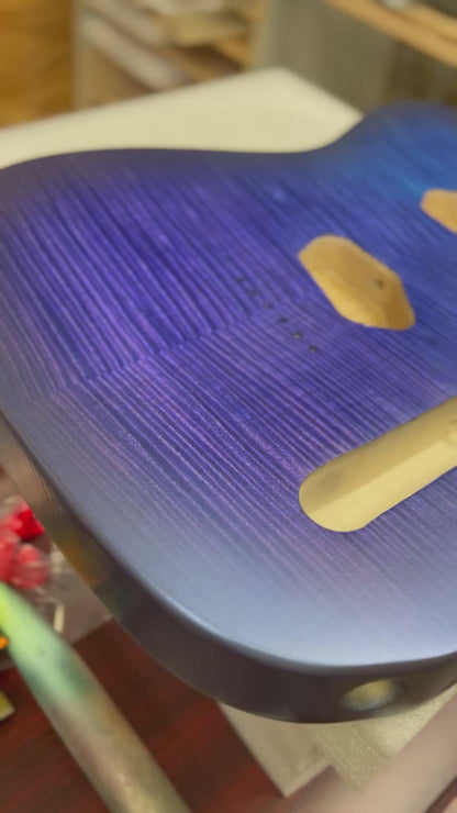 Warmtone Custom Guitars Tele Style Guitar Body “Purple to Blue" Flamed Maple