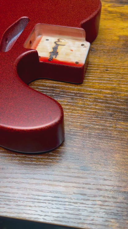 Warmtone Custom Guitars Alder Tele Guitar Body "Satin Red Sparkle" 5.2lbs