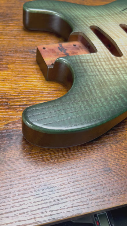 Warmtone CG Hss Strat Style Guitar Body Flamed Maple “Jade” Nitro