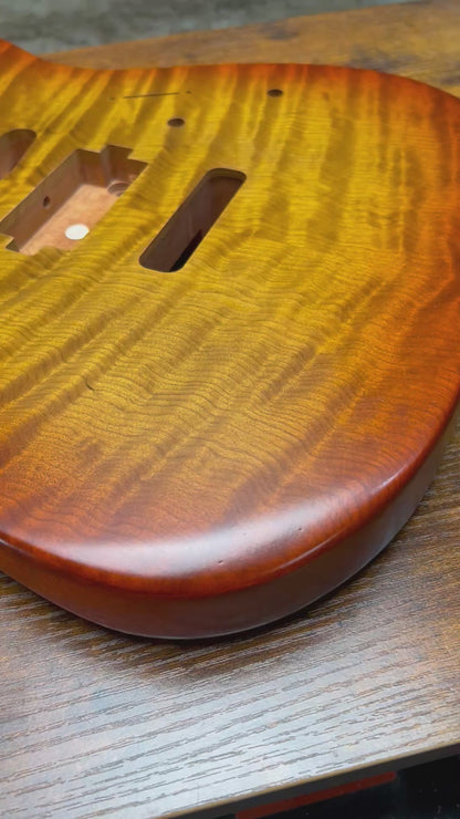Warmtone CG Hss Strat Style Guitar Body Flamed Maple “Fire” 4.2lbs