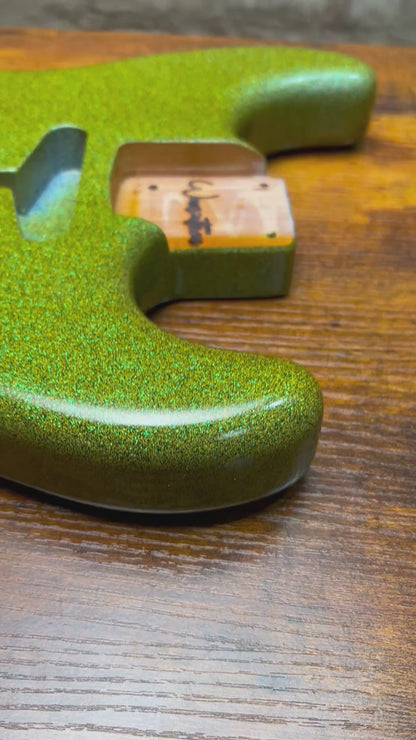 Warmtone Custom Guitars SSS Strat Guitar Body “Green Sparkle” Alder #243
