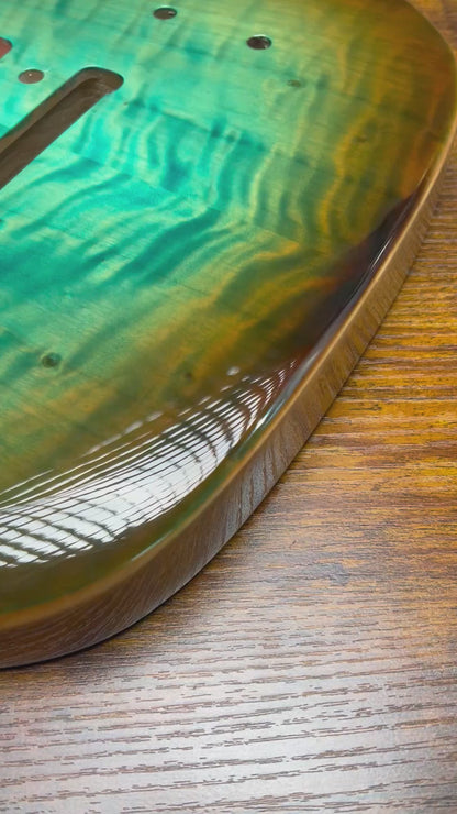 Warmtone CG Flamed Maple Tele Guitar Body "Brown Burst” P90 Gloss