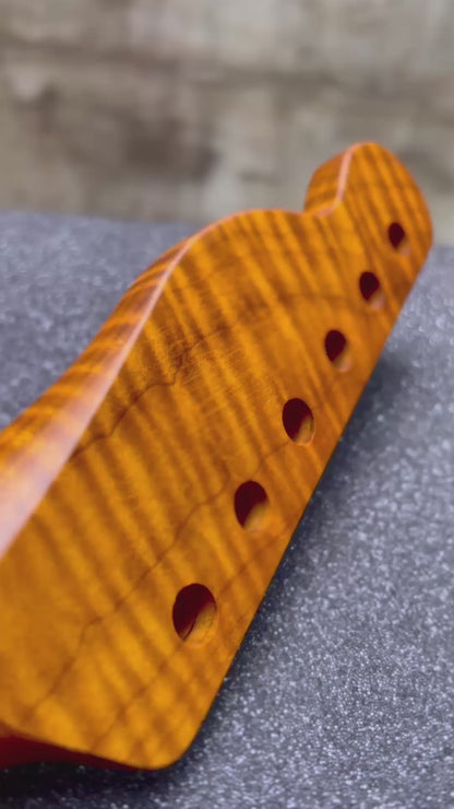 Golden Brown Roasted Flamed Maple Tele Style Neck #44