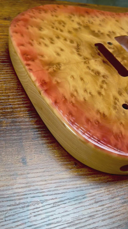 Warmtone CG Burl Telecaster Guitar Body "Leopard” P90