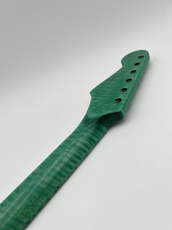 Warmtone Custom Guitars Flamed Maple Strat Style Neck- Green Flames #2