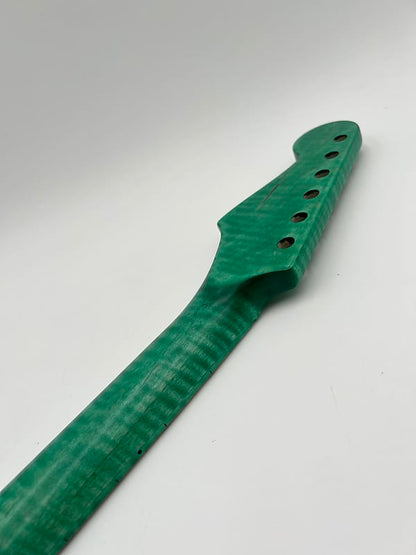 Warmtone Custom Guitars Flamed Maple Strat Style Neck- Green Flames #2