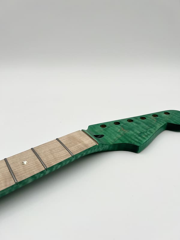 Warmtone Custom Guitars Flamed Maple Strat Style Neck- Green Flames #2