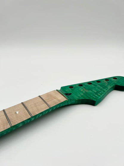 Warmtone Custom Guitars Flamed Maple Strat Style Neck- Green Flames #2