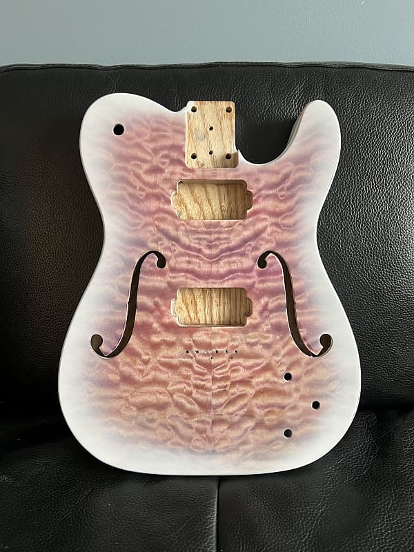 Warmtone Custom Guitars Semi Hollow Tele Body “Pink Clouds” Relic