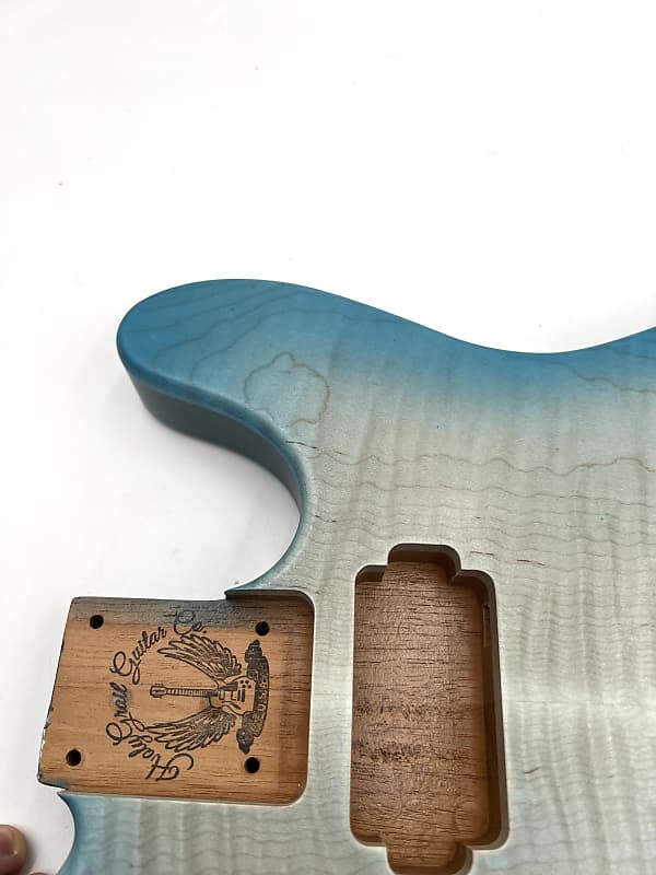 Holy Grail Guitars Tele Body “White Blue” Flamed Maple