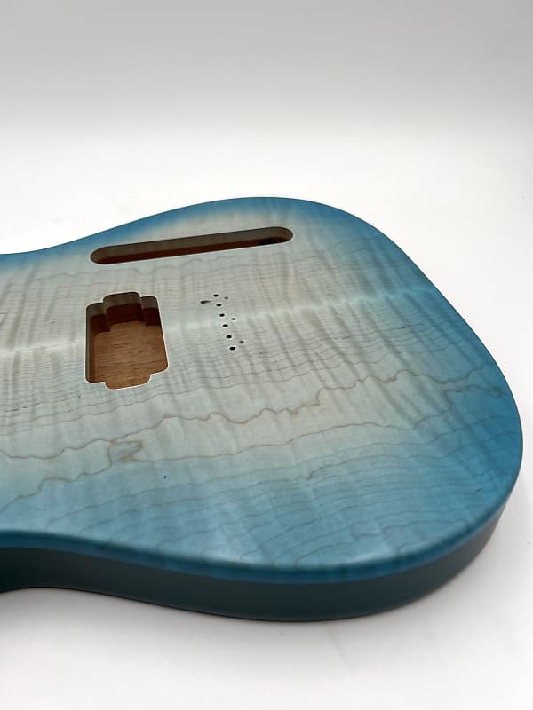 Holy Grail Guitars Tele Body “White Blue” Flamed Maple