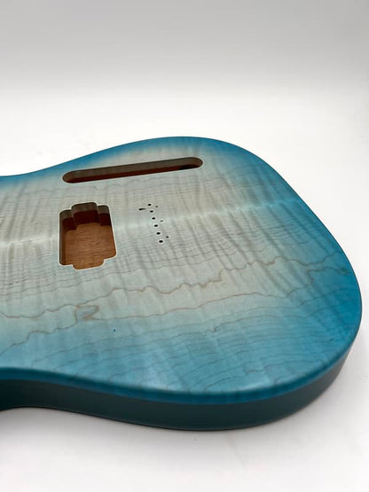 Holy Grail Guitars Tele Body “White Blue” Flamed Maple