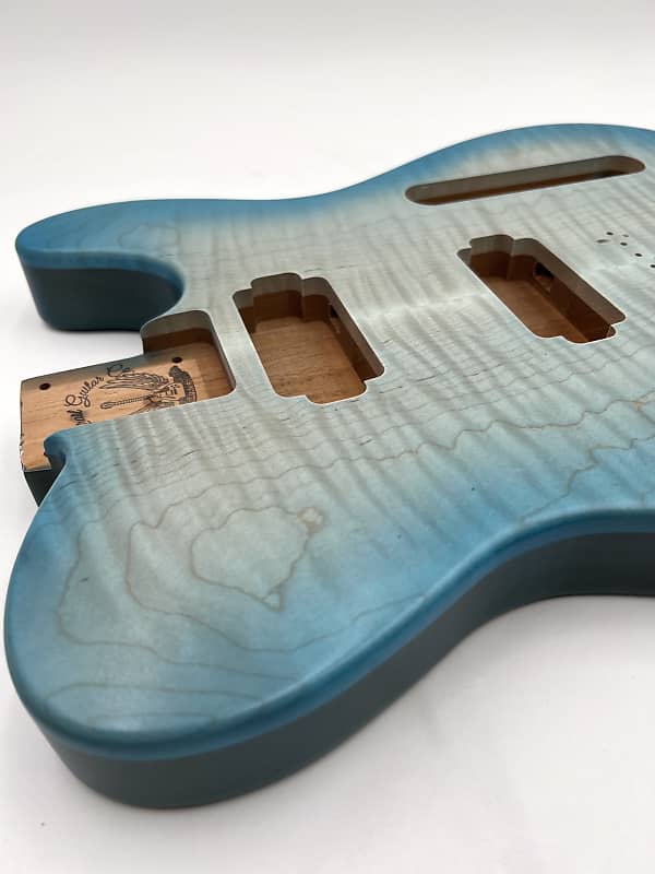 Holy Grail Guitars Tele Body “White Blue” Flamed Maple