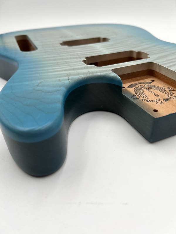 Holy Grail Guitars Tele Body “White Blue” Flamed Maple