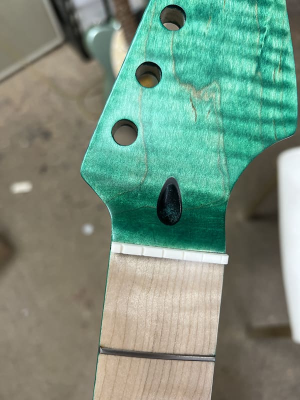 Warmtone Custom Guitars Flamed Maple Strat Style Neck- Green Flames #2