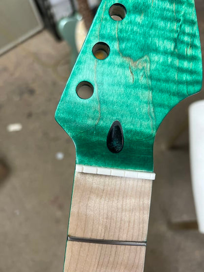 Warmtone Custom Guitars Flamed Maple Strat Style Neck- Green Flames #2