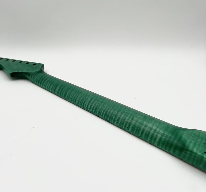 Warmtone Custom Guitars Flamed Maple Strat Style Neck- Green Flames #2
