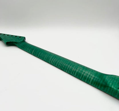 Warmtone Custom Guitars Flamed Maple Strat Style Neck- Green Flames #2