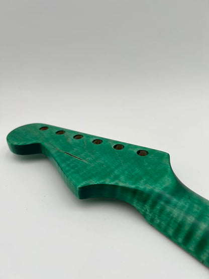 Warmtone Custom Guitars Flamed Maple Strat Style Neck- Green Flames #2